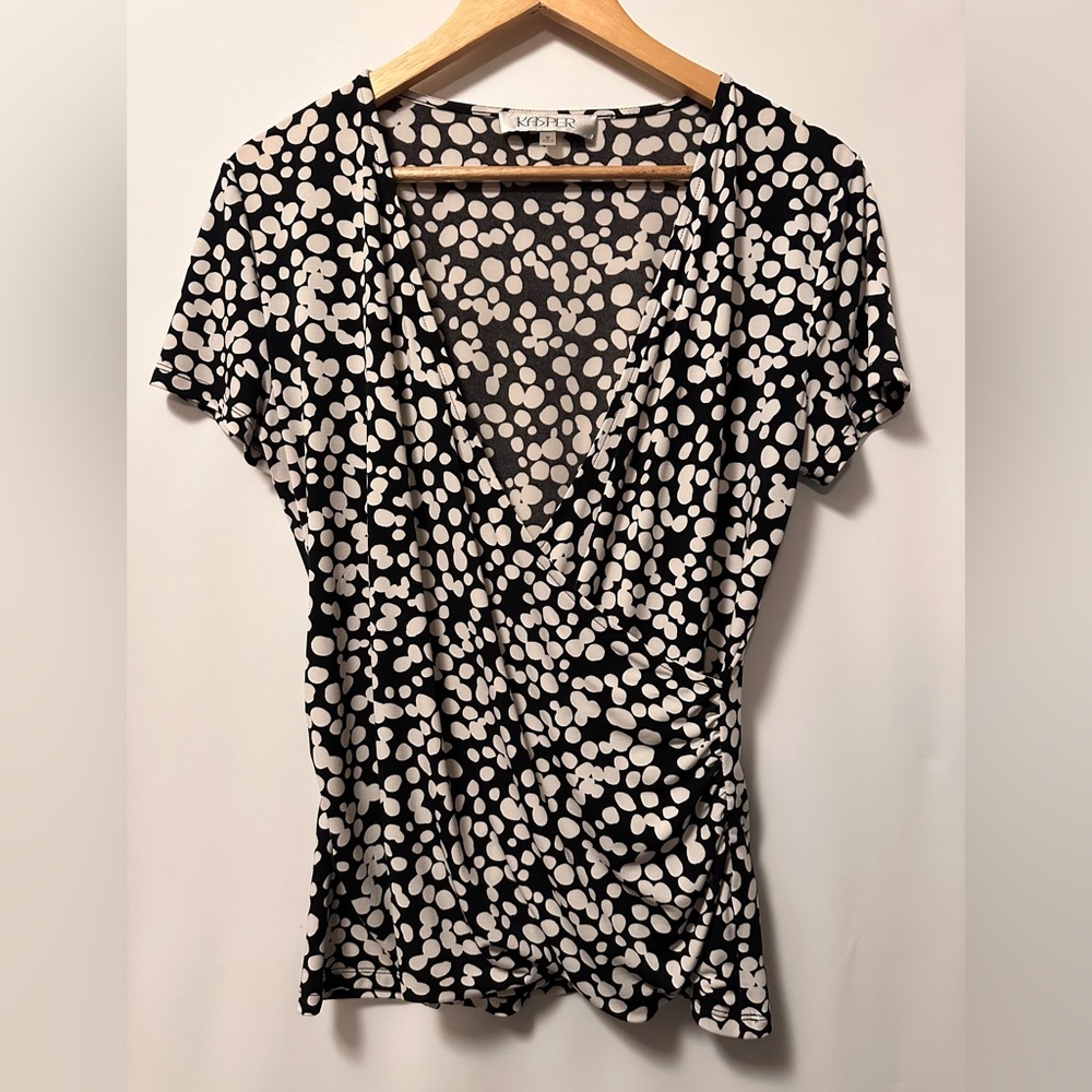Women’s wrap blouse with rouching on side